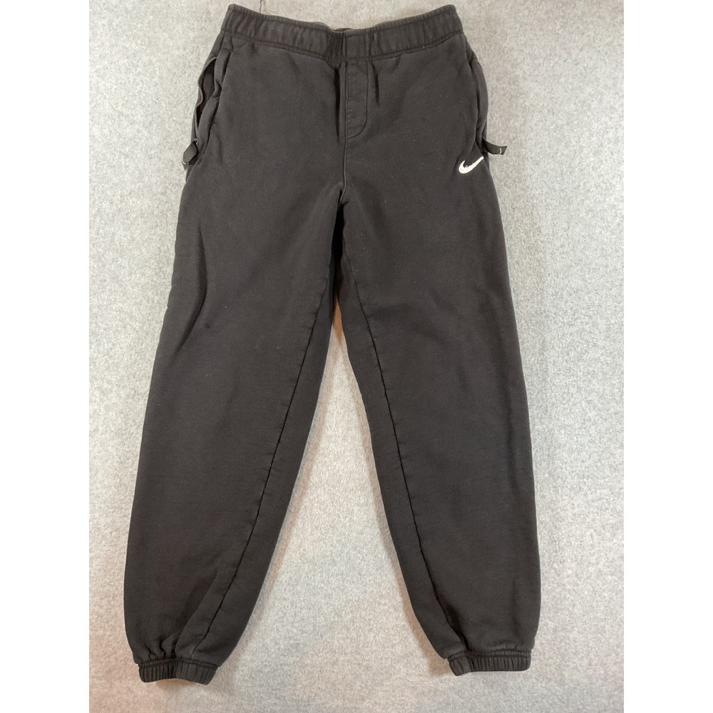 Nike Mens Black Fleece Jogger Sweatpants Zip Pockets Swoosh Logo Size M #702